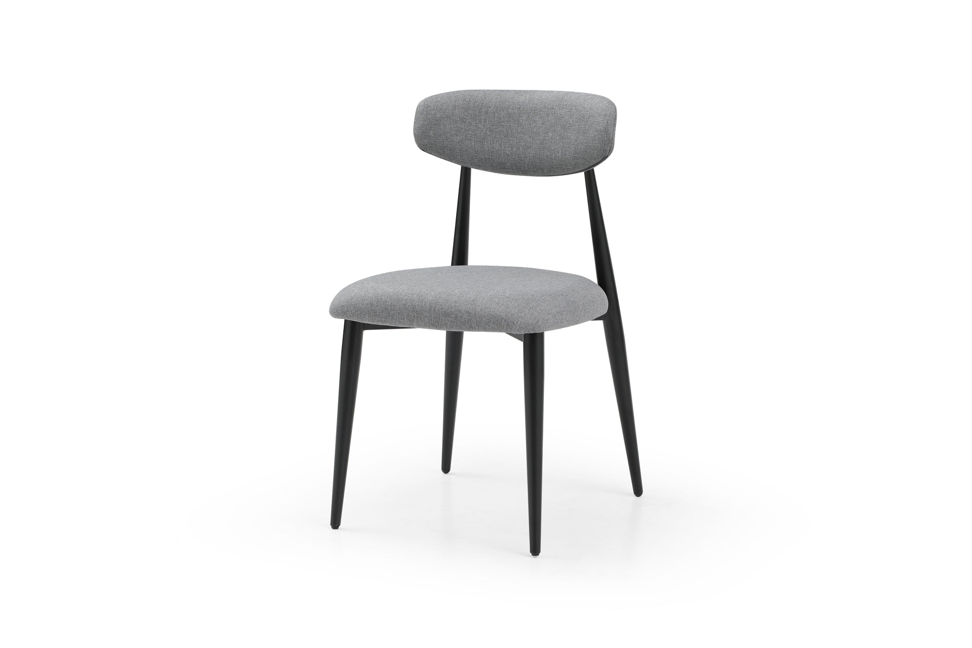 Modern Dining Chairs Set Of 2, Curved Backrest Round Upholstered And Metal Frame, Grey Gray Foam Metal