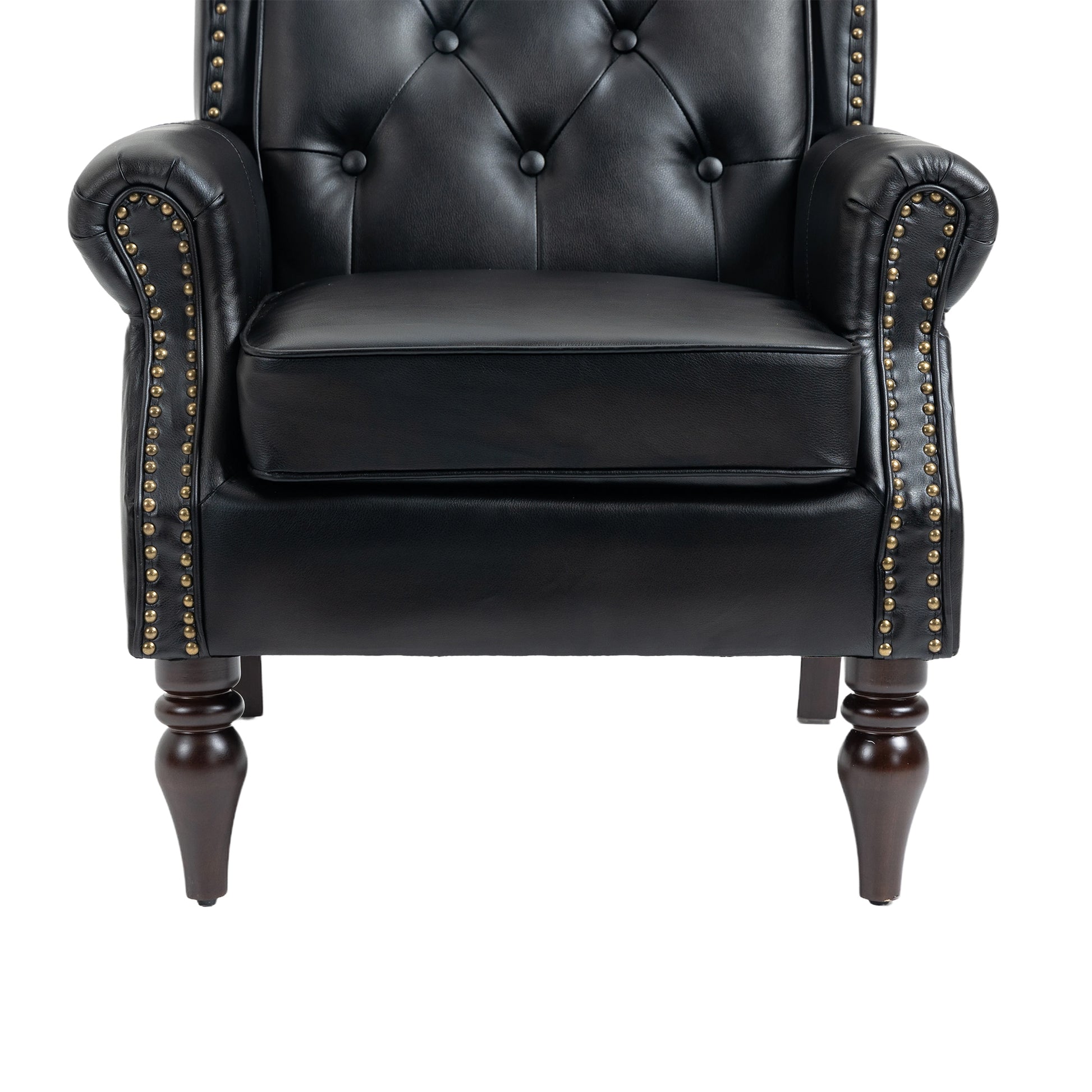 Coolmore Wood Frame Armchair, Modern Accent Chair Lounge Chair With Sturdy Wood Legs For Living Room Bedroom Black Pu Black Pu Foam Pu Leather
