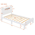 Twin Size Wood Platform Bed With Bear Shaped Headboard,Bed With Motion Activated Night Lights,White White Wood