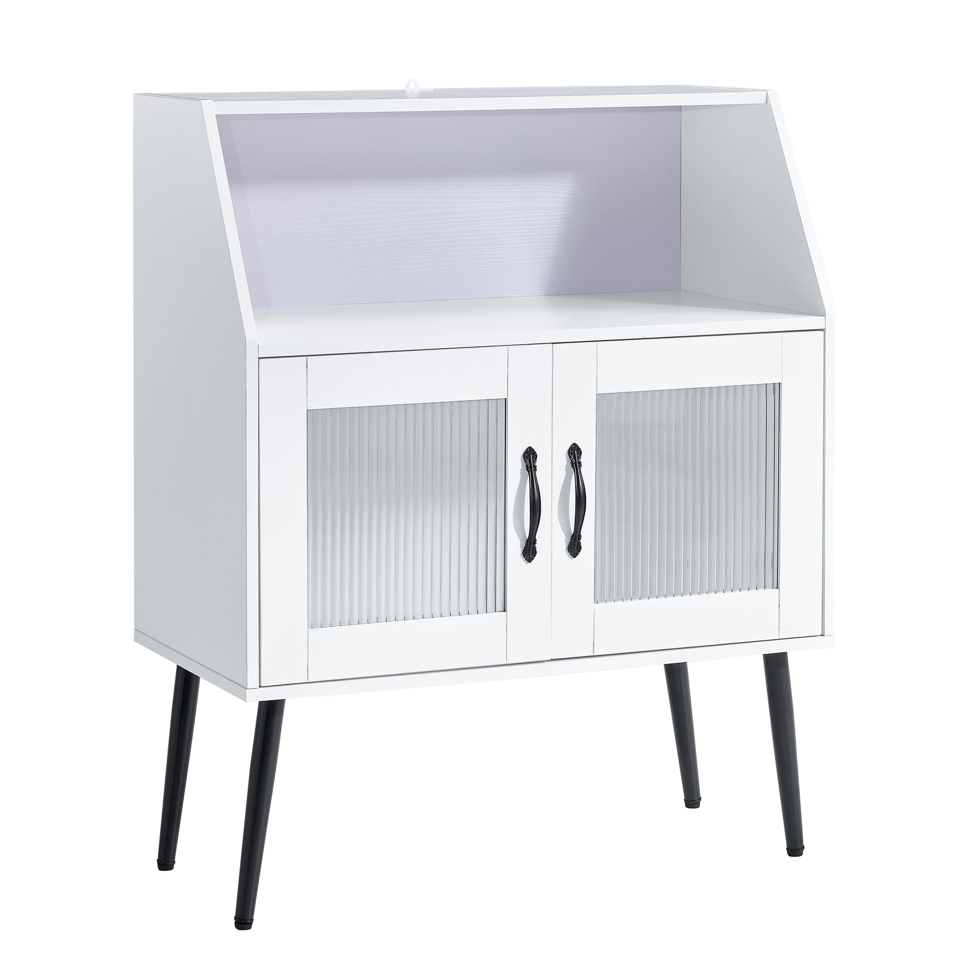 Sideboard, Bufft Cabinet, Side Dining Table, Glass Door, 1Pc Per Ctn Cream White Mdf Glass