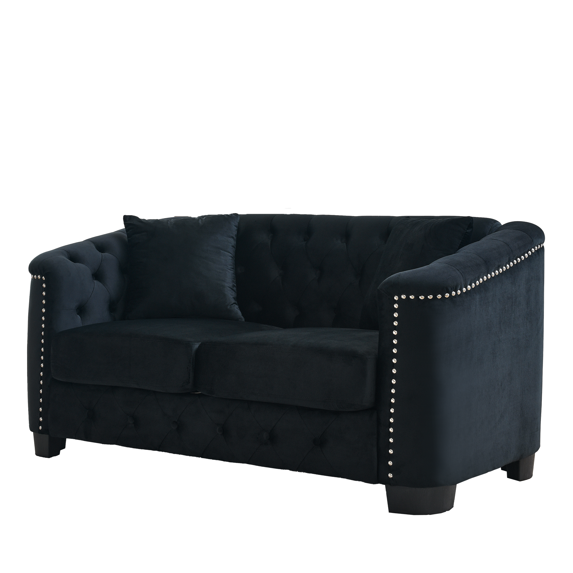 3 Seater 2 Seater Combination Sofa.Velvet Black Black Foam Velvet 5 Seat