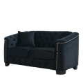 59 Inch Modern Chesterfield Velvet Sofa, 2 Seater Sofa, Upholstered Tufted Backrests With Arms And 2 Cushions For Living Room, Bedroom, Apartment, Office Black Black Primary Living Space Foam Velvet 2 Seat