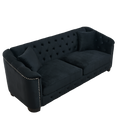 77 Inch Modern Chesterfield Velvet Sofa, 3 Seater Sofa, Upholstered Tufted Backrests With Arms And 2 Cushions For Living Room, Bedroom, Apartment, Office Black Black Primary Living Space Foam Velvet
