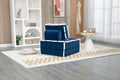 Coolmore Upholstered Deep Seat Armless Accent Single Lazy Sofa Lounge Arm Chair,Comfy Oversized Leisure Barrel Chairs For Living Room Office Meetingroom Aparment Bedroom Furniture Set Blue Velvet