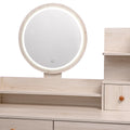 Stylish Vanity Table Cushioned Stool, Touch Control Led Mirror, Large Capacity Storage Cabinet, 5 Drawers, Fashionable Makeup Furniture, Length Adjustable L31.5