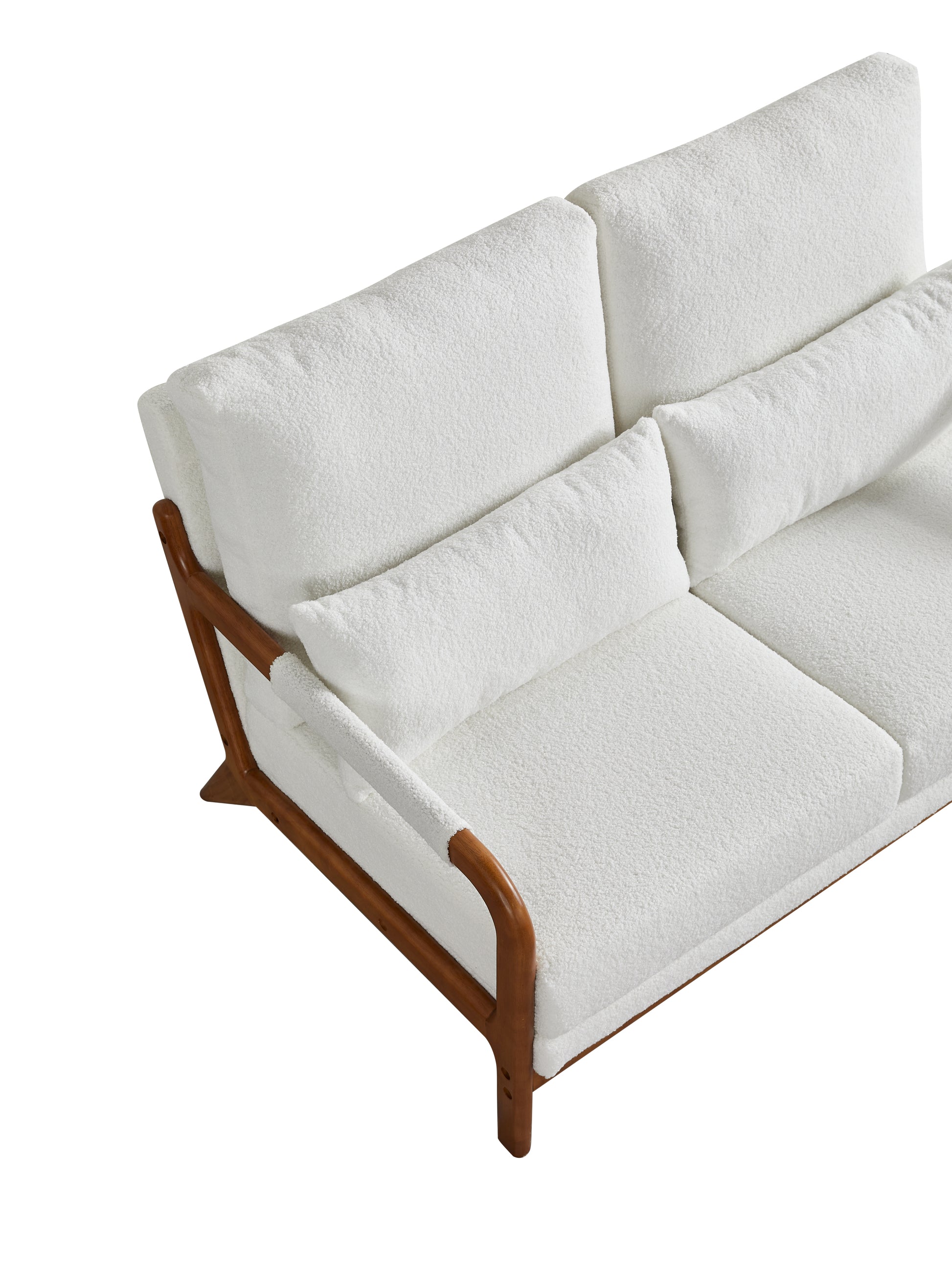 49.01"Modern Teddy Fabric Loveseat,Wood Frame Sofa For Living Room White Teddy 2 Seat