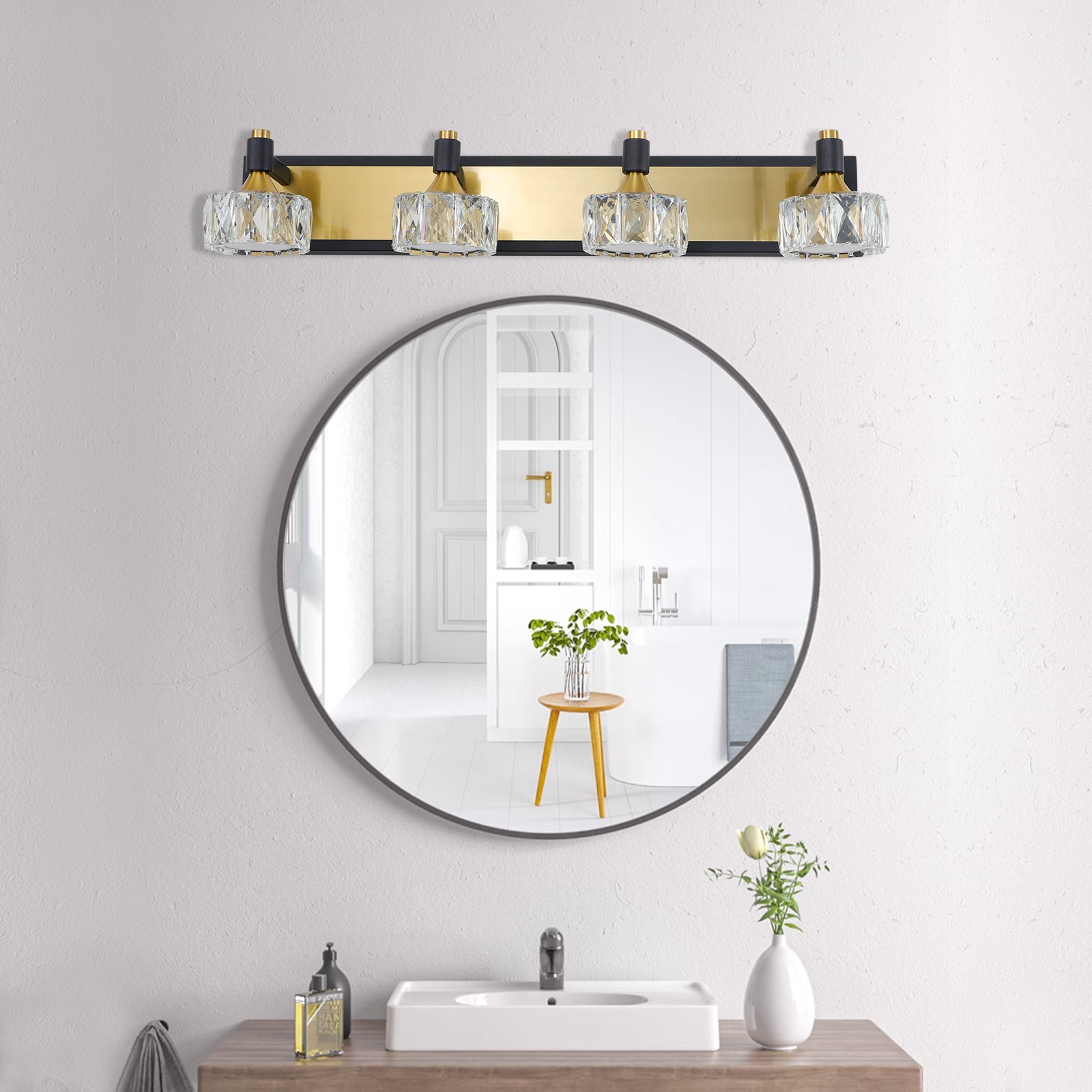 Led 4 Light Modern Crystal Bathroom Vanity Light Over Mirror Bath Wall Lighting Fixtures Yellow Brown Luxury,Modern Iron