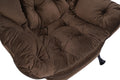 Living Room Chairs Modern Cotton Fabric Lazy Chair, Accent Contemporary Lounge Chair, Single Steel Frame Leisure Sofa Chair With Armrests And A Side Pocket Brown ,With Ottoman ,With Footrest Brown Polyester Metal Soft Polyester Fiber Pad Fabric 1 Seat
