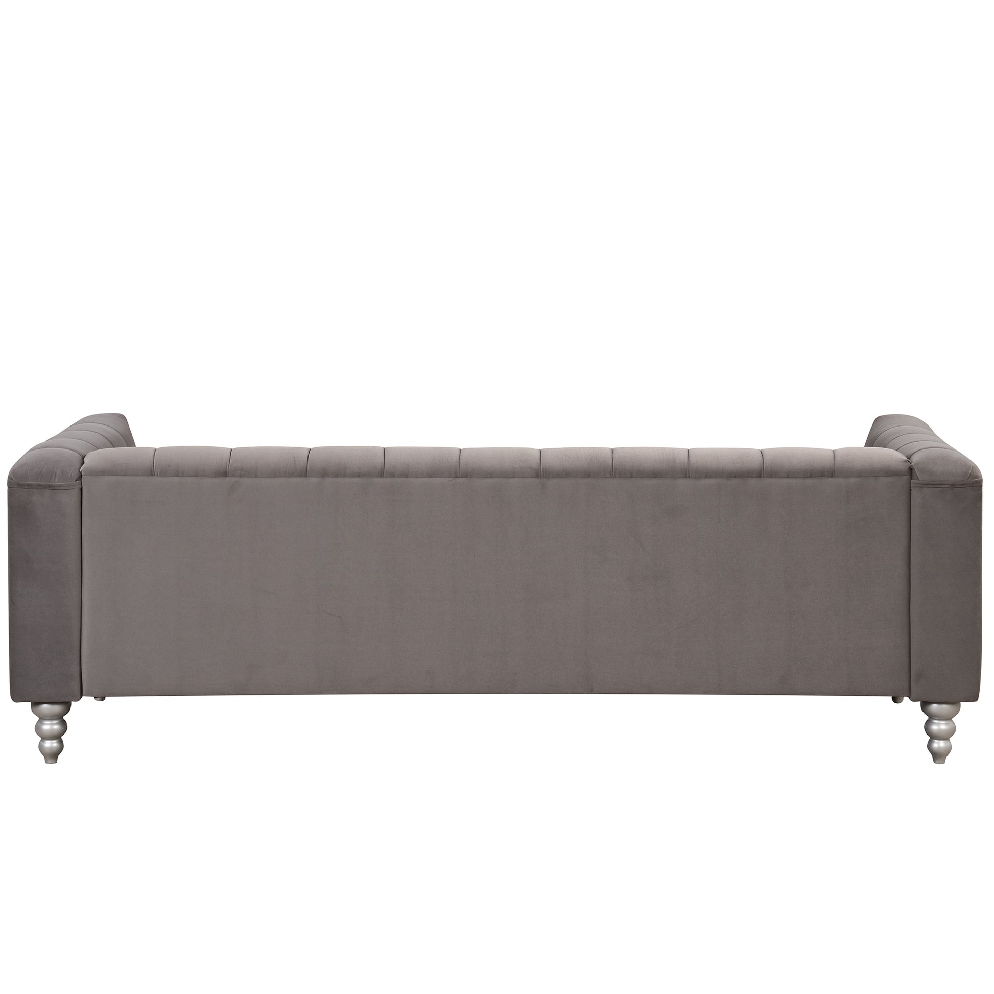 89" Modern Sofa Dutch Fluff Upholstered Sofa With Solid Wood Legs, Buttoned Tufted Backrest,Gray Gray Foam Polyester 3 Seat