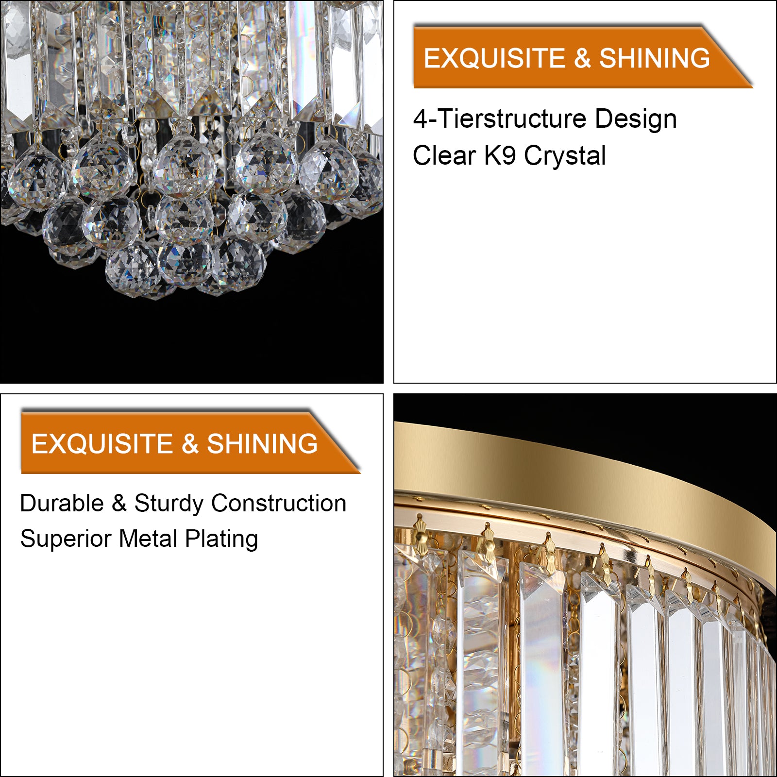 Gold Luxury Modern Style Crystal Lights,Large Ceiling Chandeliers,Dining Room,Living Room,Bedroom Gold Luxury Crystal,Iron