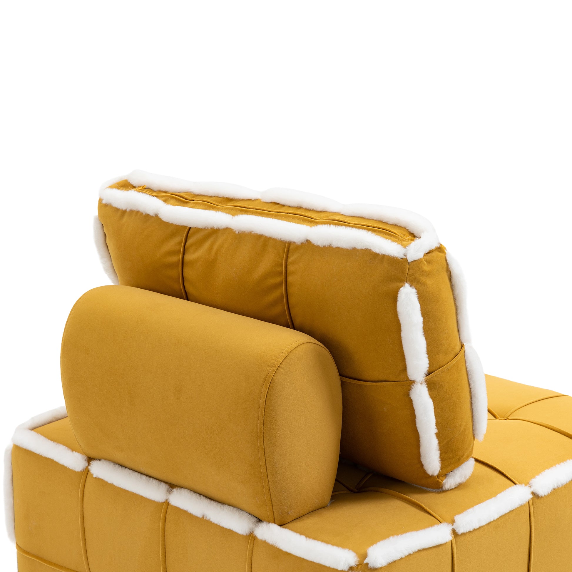 Coolmore Upholstered Deep Seat Armless Accent Single Lazy Sofa Lounge Arm Chair,Comfy Oversized Leisure Barrel Chairs For Living Room Office Meetingroom Aparment Bedroom Furniture Set Mustard Yellow Velvet