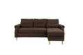 Living Room Corner Sectional Dark Coffee Polyfiber Chaise Sofa Reversible Sectional Coffee Primary Living Space Tufted Back Contemporary,Modern L Shaped Rubberwood Rolled Arms Solid Wood 4 Seat