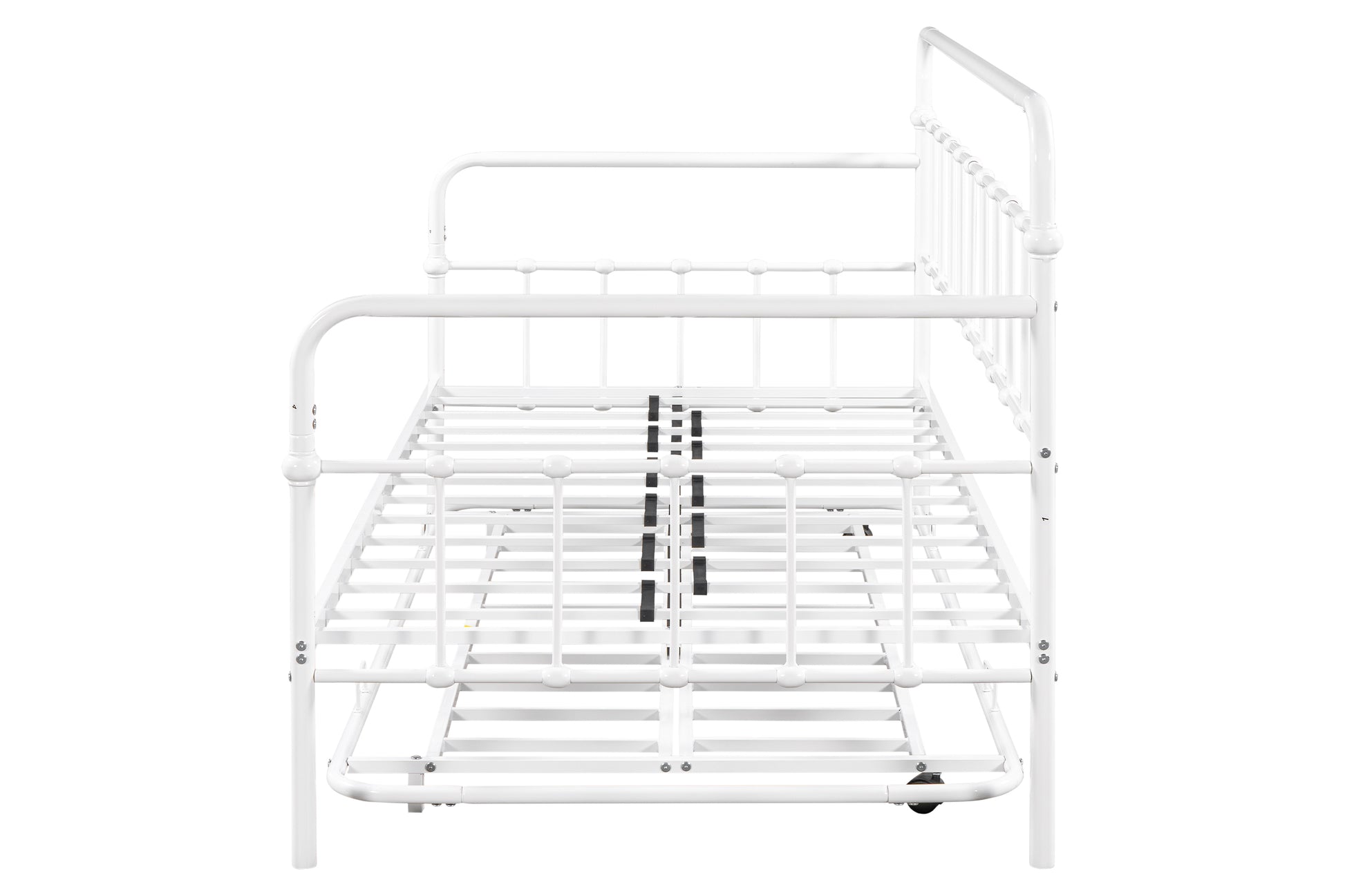 Metal Frame Daybed With Trundle White Metal