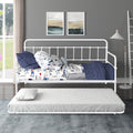 Metal Frame Daybed With Trundle White Metal