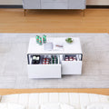 Smart Table Fridge, Multifunctional Coffee Table With Cooler And Frozen White Tempered Glass
