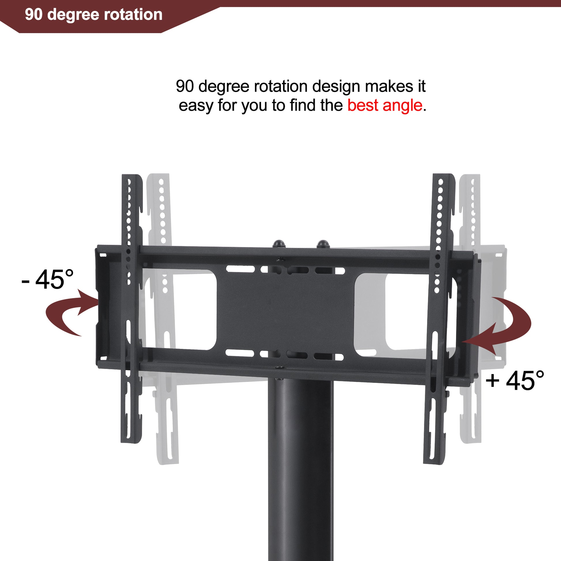 35.4 Inch Black Multi Function Tv Stand Height Adjustable Bracket Swivel 3 Tier Black Glass