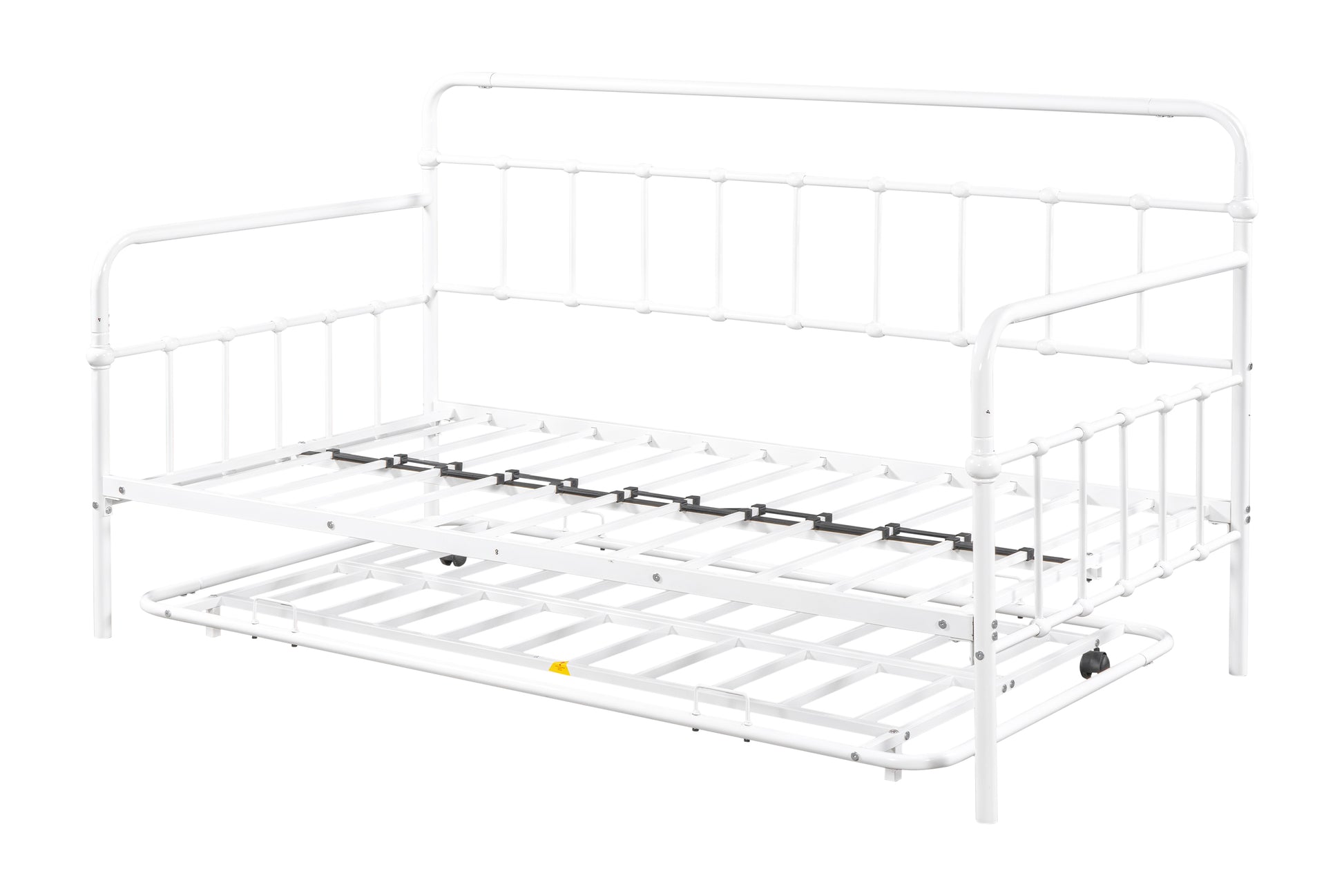 Metal Frame Daybed With Trundle White Metal