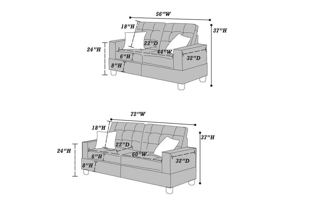 Living Room Furniture 2Pc Sofa Set Black Faux Leather Tufted Sofa Loveseat W Pillows Cushion Couch Black Faux Leather Wood Primary Living Space Tufted Back Contemporary,Modern Pine Square Arms