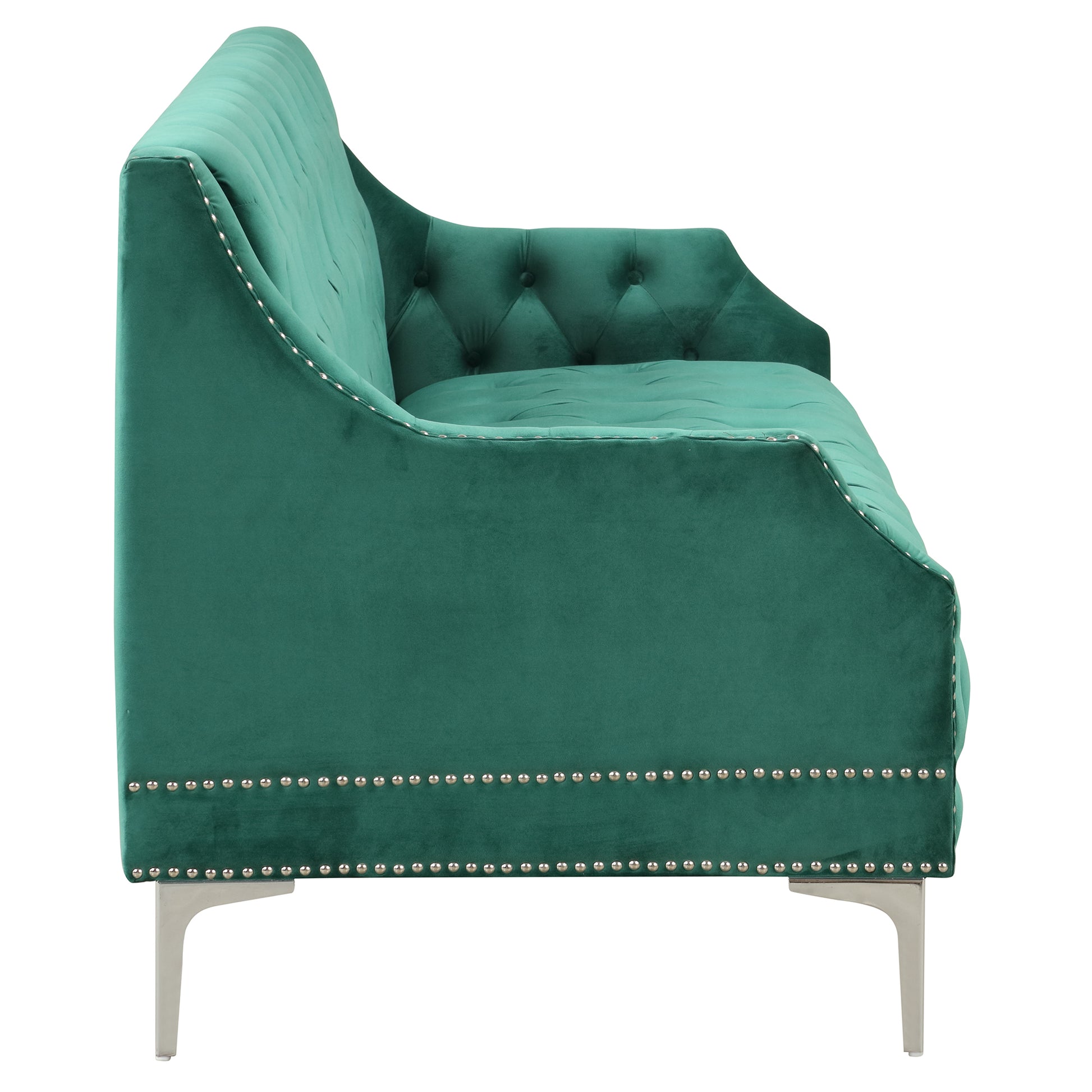 78" Modern Sofa Dutch Plush Upholstered Sofa With Metal Legs, Button Tufted Back Green Green Foam Polyester