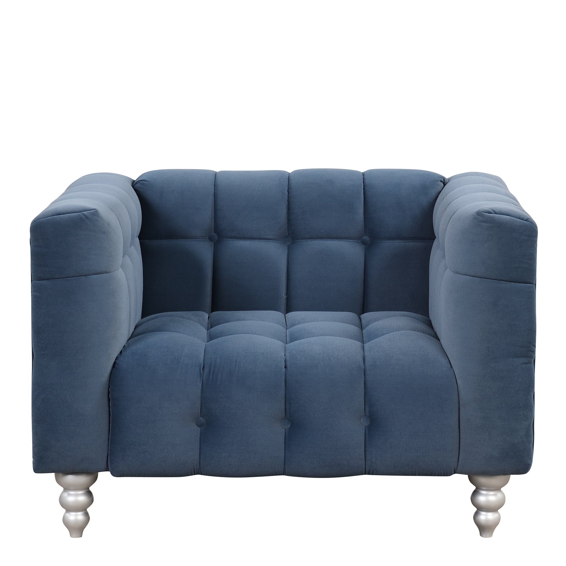 42" Modern Sofa Dutch Fluff Upholstered Sofa With Solid Wood Legs, Buttoned Tufted Backrest,Blue Blue Foam Polyester 1 Seat