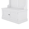 Hall Tree With Storage Shoe Bench For Entryway And Hallway, 4 In 1 Design Coat Racks With 4 Hooks For Living Room, White White Mdf