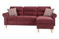 Paparika Red Color Polyfiber Reversible Sectional Sofa Set Chaise Pillows Plush Cushion Couch Nailheads Red Velvet Wood Primary Living Space Cushion Back Contemporary,Modern L Shaped Rolled Arms Fabric 4 Seat