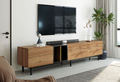 Modern Tv Stand For 80'' Tv With 3 Doors, Media Console Table, Entertainment Center With Large Storage Cabinet For Living Room, Bedroom Natural Wood Mdf