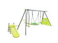 Xns052 Green And Blue Interesting Six Function Swingset With Net Swing Metal Plastic Safe Swing Set 440Lbs For Outdoor Playground For Age 3 With 31.5In Net Swing Green Steel