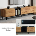 Modern Tv Stand For 80'' Tv With 3 Doors, Media Console Table, Entertainment Center With Large Storage Cabinet For Living Room, Bedroom Natural Wood Mdf