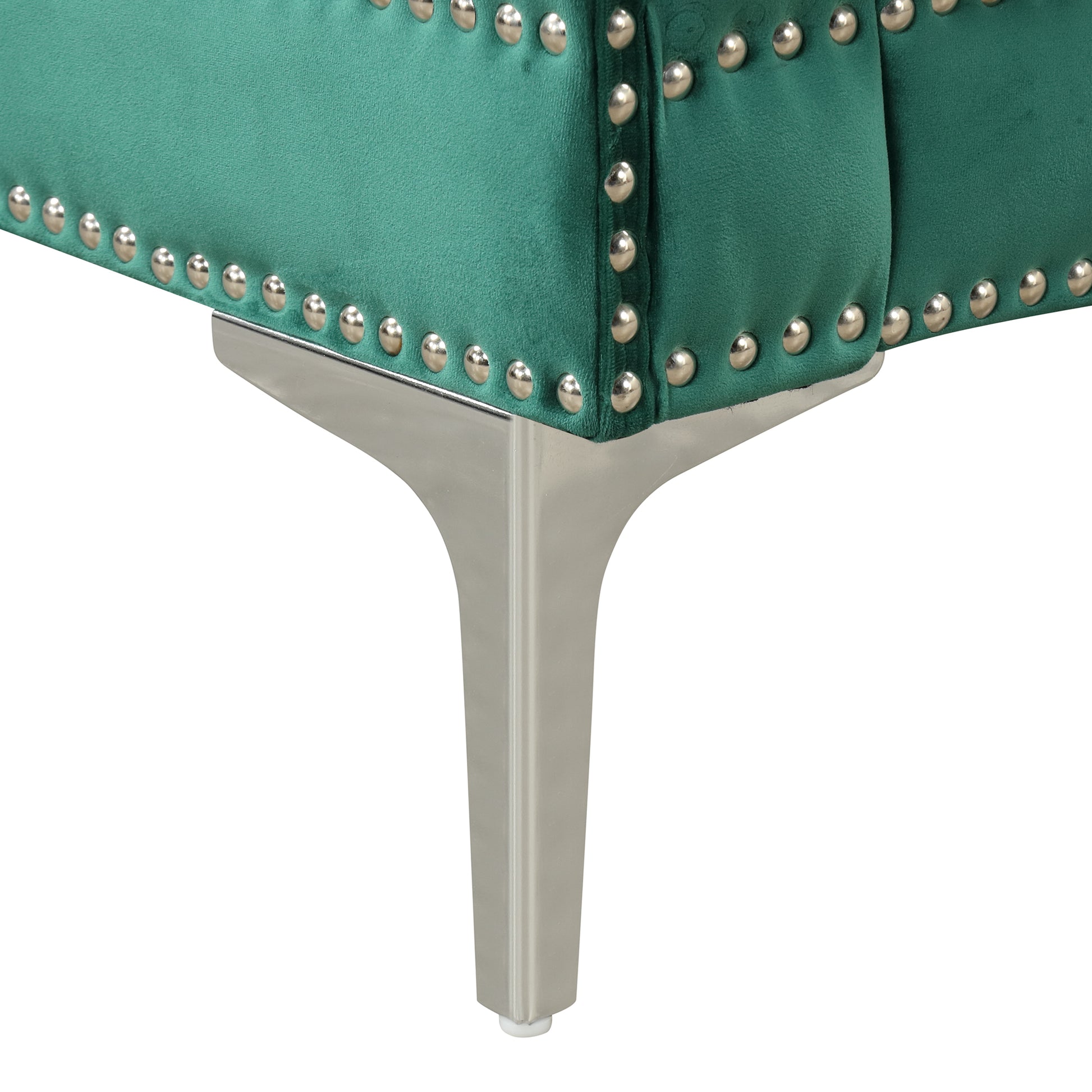 55.5" Modern Sofa Dutch Plush Upholstered Sofa With Metal Legs, Button Tufted Back Green Green Foam Polyester