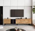 Modern Tv Stand For 80'' Tv With 3 Doors, Media Console Table, Entertainment Center With Large Storage Cabinet For Living Room, Bedroom Natural Wood Mdf