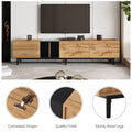 Modern Tv Stand For 80'' Tv With 3 Doors, Media Console Table, Entertainment Center With Large Storage Cabinet For Living Room, Bedroom Natural Wood Mdf