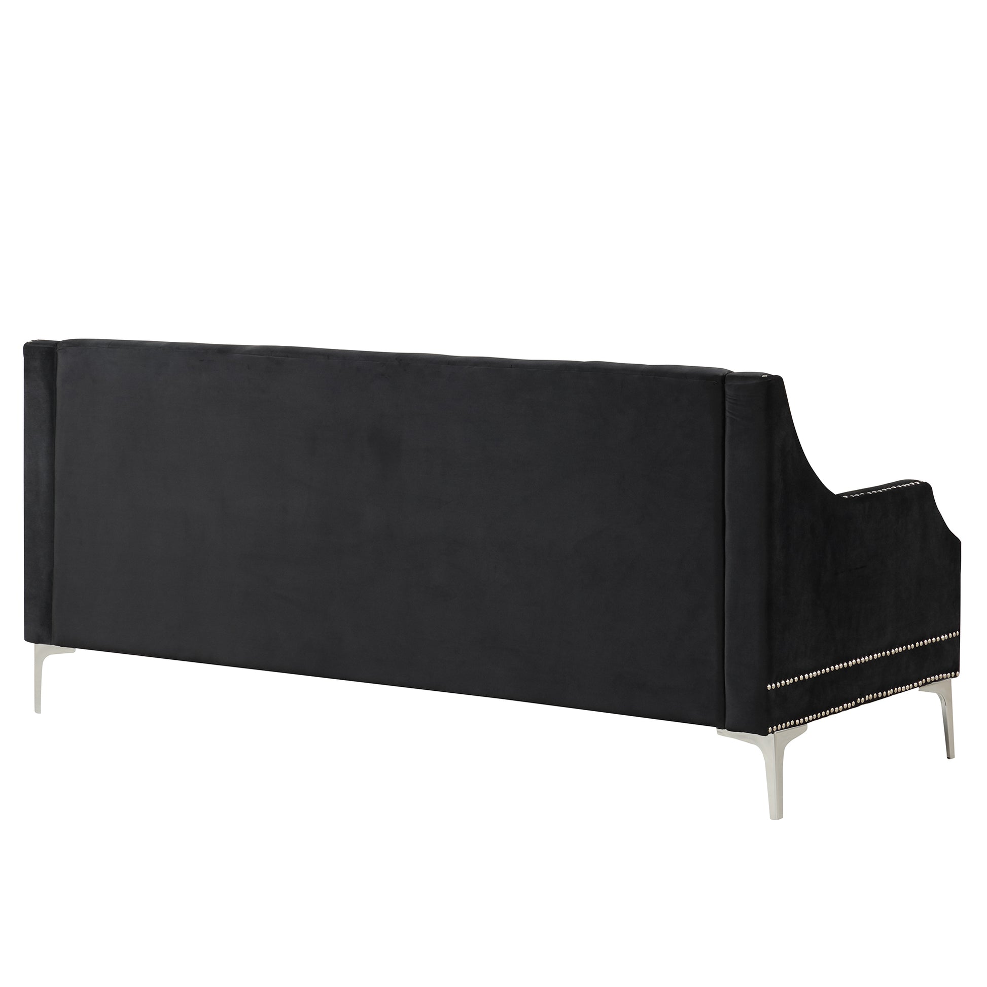 78" Modern Sofa Dutch Plush Upholstered Sofa With Metal Legs, Button Tufted Back Black Black Foam Polyester