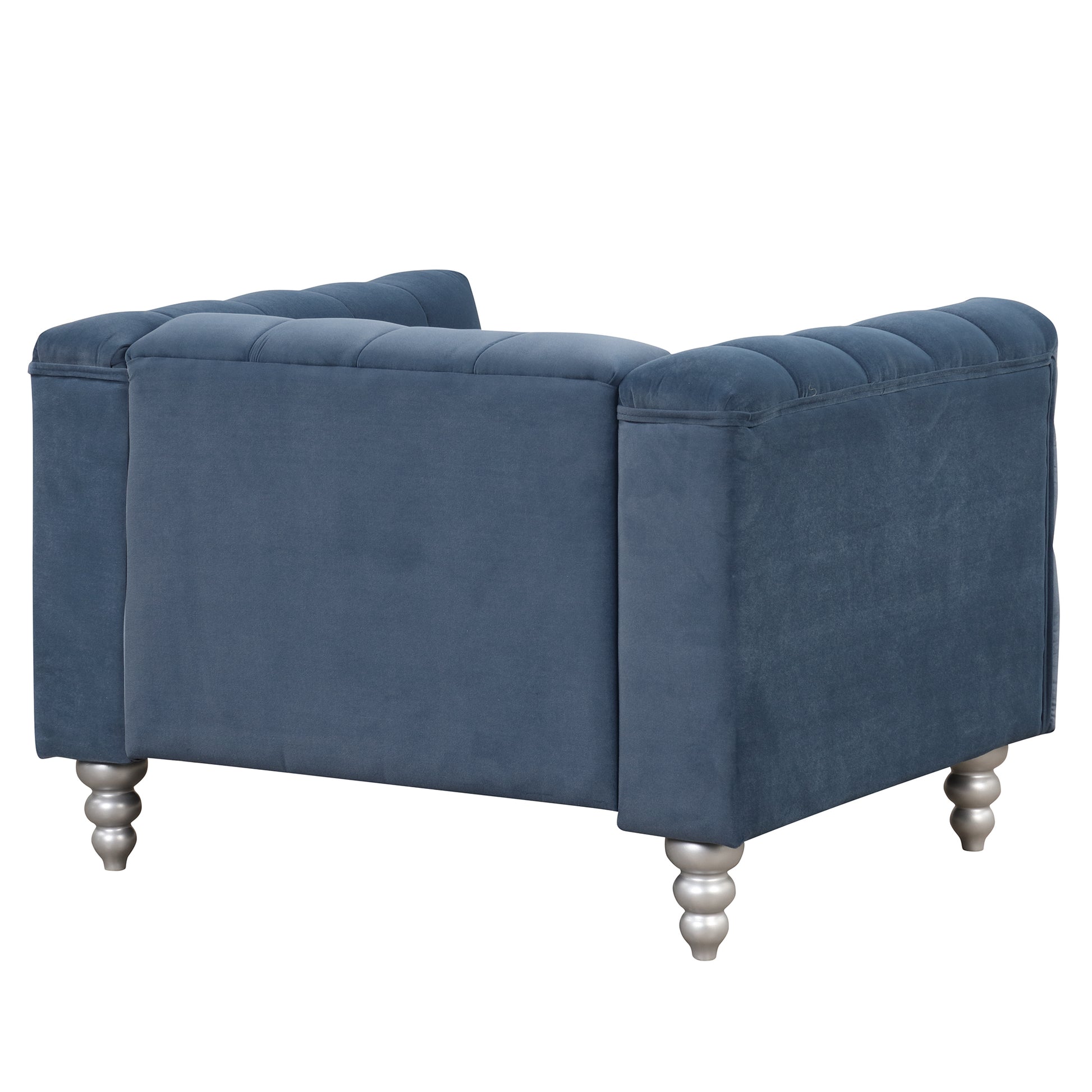 42" Modern Sofa Dutch Fluff Upholstered Sofa With Solid Wood Legs, Buttoned Tufted Backrest,Blue Blue Foam Polyester 1 Seat