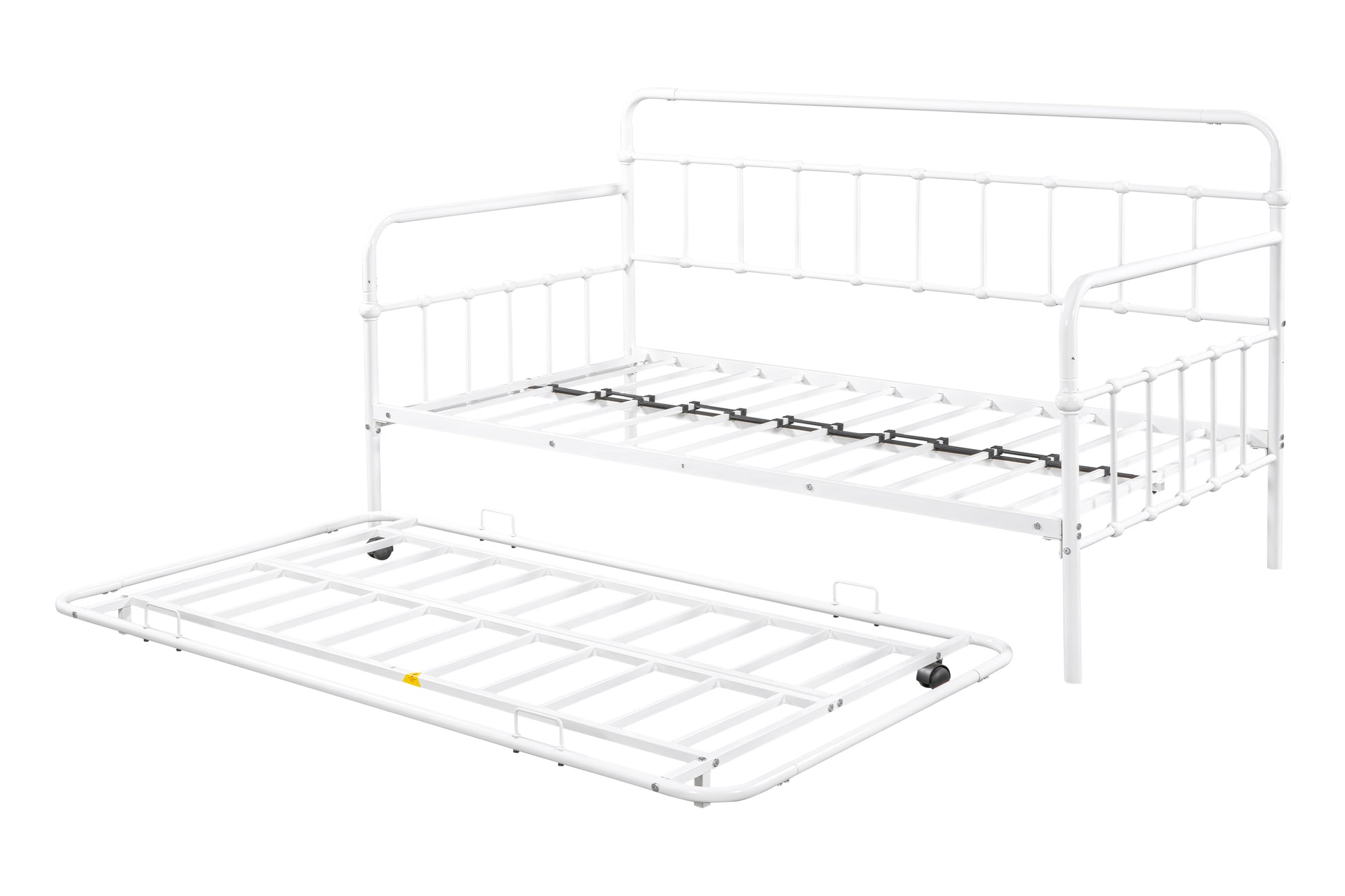 Metal Frame Daybed With Trundle White Metal