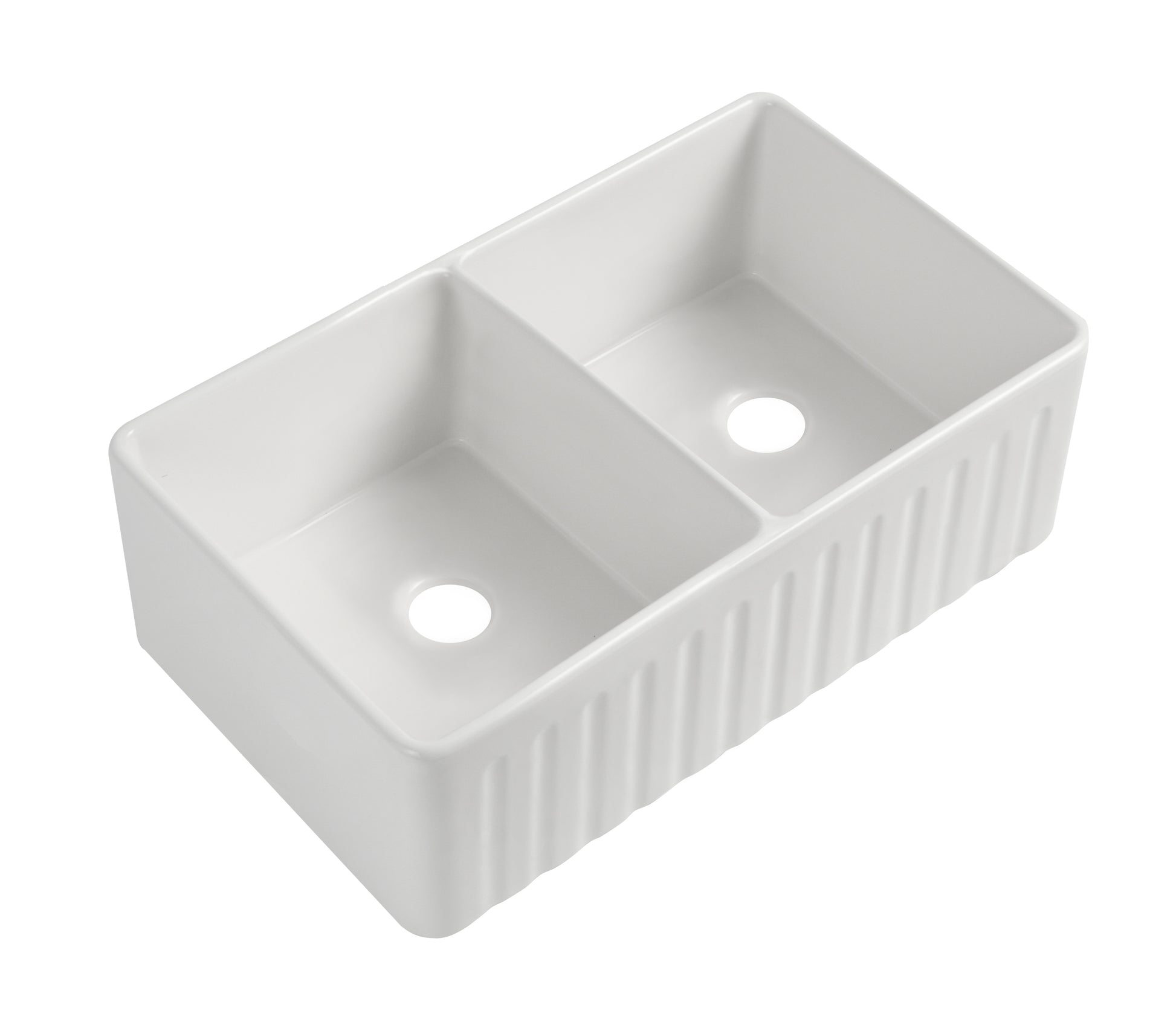 Fireclay 33" L X 18" W Double Basin Farmhouse Kitchen Sink With Grid And Strainer White Kitchen Contemporary Fireclay