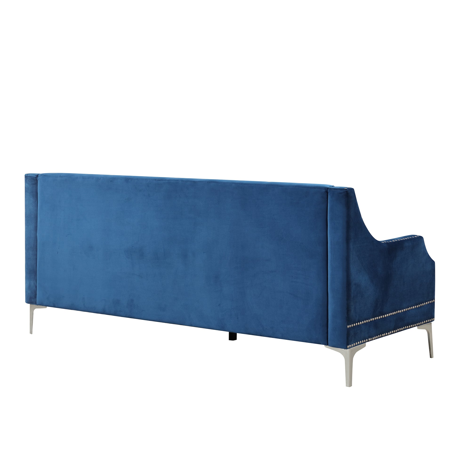 78" Modern Sofa Dutch Plush Upholstered Sofa With Metal Legs, Button Tufted Back Blue Blue Foam Polyester