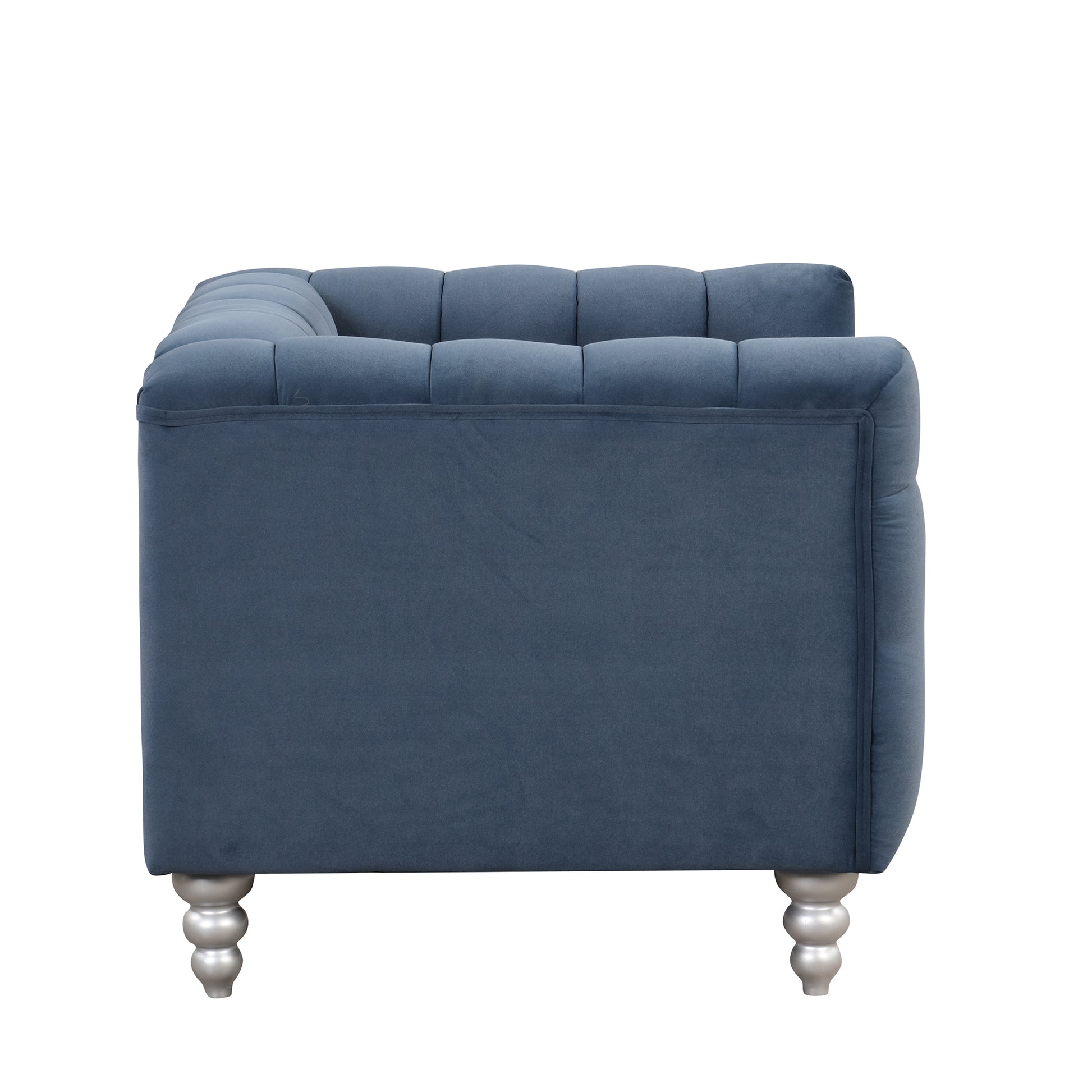 42" Modern Sofa Dutch Fluff Upholstered Sofa With Solid Wood Legs, Buttoned Tufted Backrest,Blue Blue Foam Polyester 1 Seat