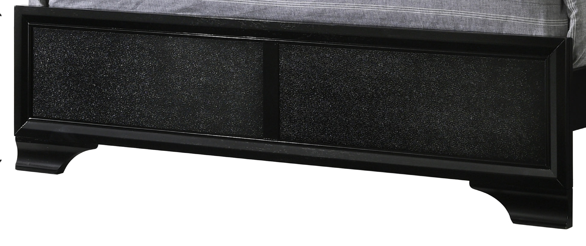 Modern Black Finish Upholstered 1Pc Queen Size Led Panel Bed Faux Diamond Tufted Bedroom Furniture Black Solid Wood