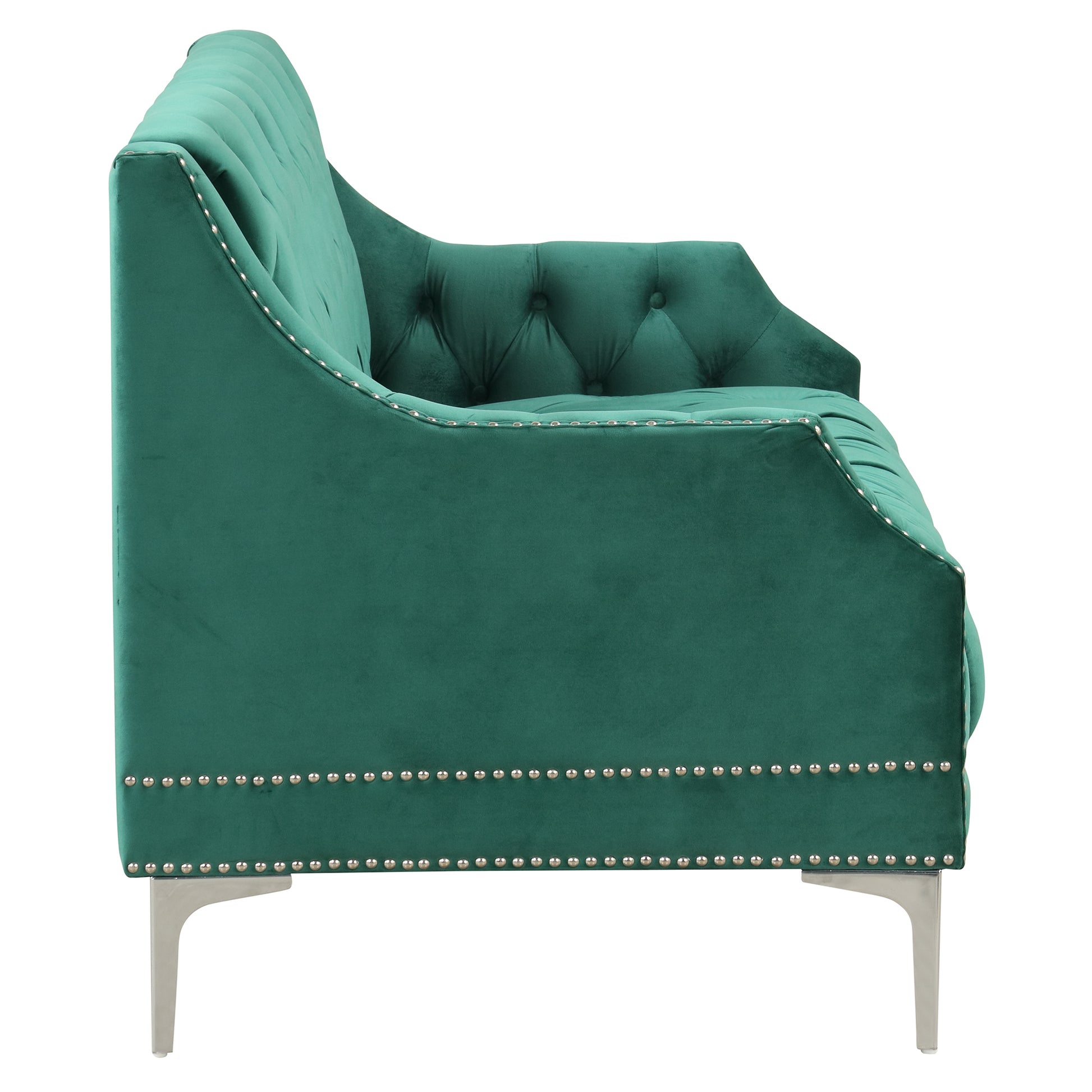 33.5" Modern Sofa Dutch Plush Upholstered Sofa With Metal Legs, Button Tufted Back Green Green Foam Polyester