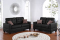 Living Room Furniture 2Pc Sofa Set Black Faux Leather Tufted Sofa Loveseat W Pillows Cushion Couch Black Faux Leather Wood Primary Living Space Tufted Back Contemporary,Modern Pine Square Arms