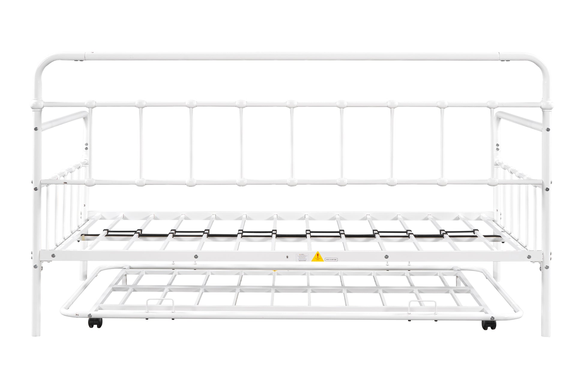 Metal Frame Daybed With Trundle White Metal