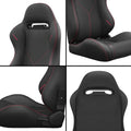 2Pc Universal Bucket Racing Seats Red Stitch Red Pvc Leather Reclinable Carbon Look Leather Back With Adjustor Slider Not Including Seat Bracket 1 Box Of 2 Pieces Black Pvc