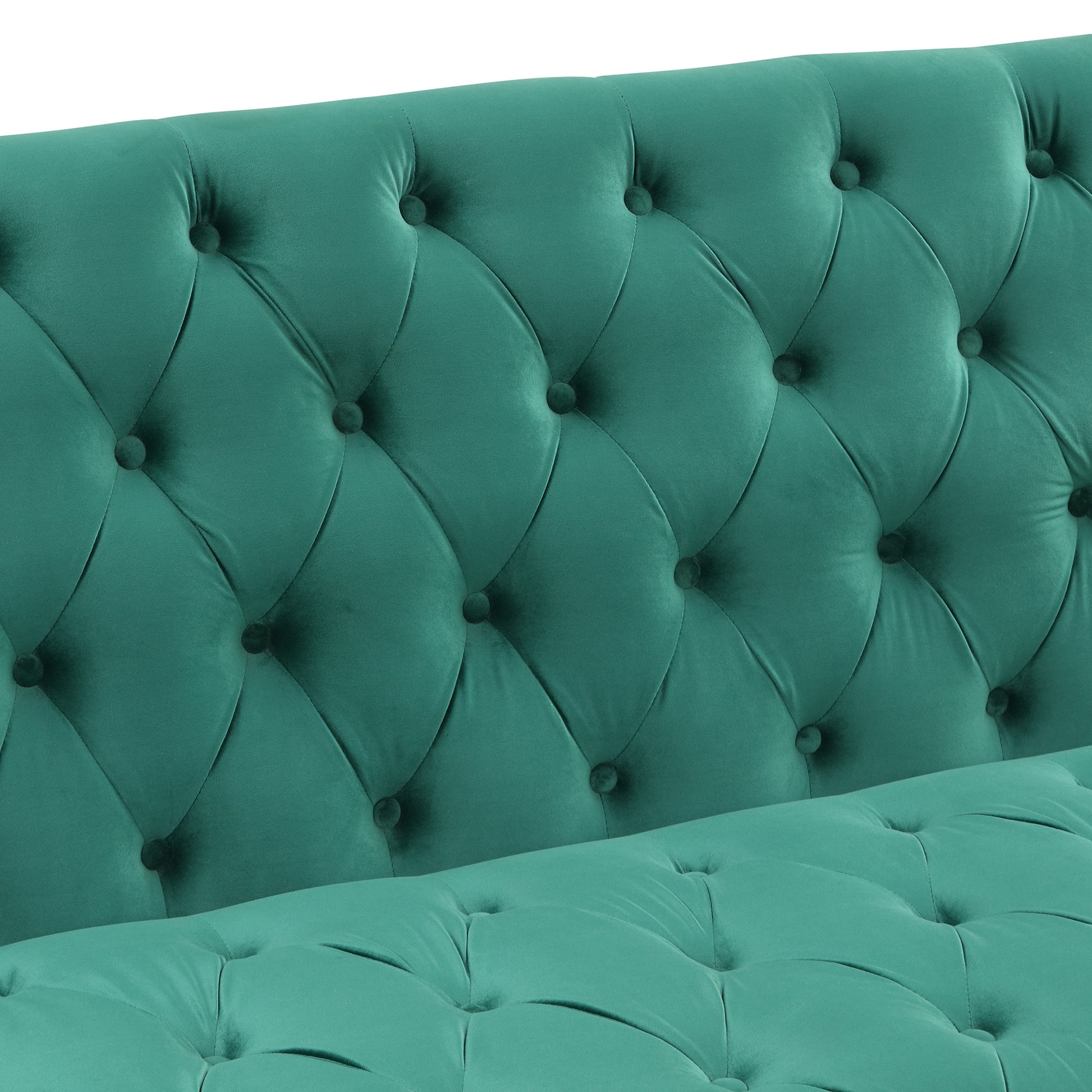 78" Modern Sofa Dutch Plush Upholstered Sofa With Metal Legs, Button Tufted Back Green Green Foam Polyester