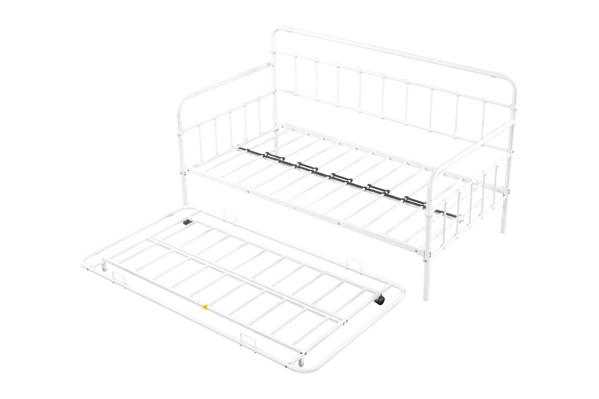 Metal Frame Daybed With Trundle White Metal