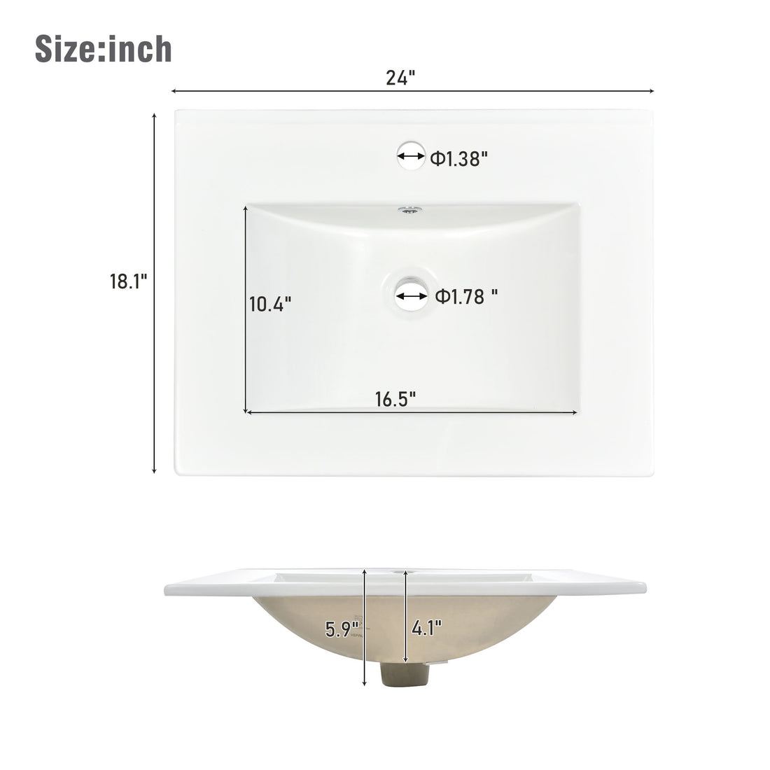 Sink Only 24 Inch Modern Bathroom Vanity White Modern Ceramic