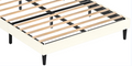 Queen Size Upholstered Bed With Headboard, Sturdy Wooden Slats, High Load Bearing Capacity, Non Slip And Noiseless, No Springs, Easy To Assemble, Beige White Wood