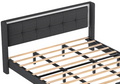 Queen Size Upholstered Platform Bed Frame With Headboard And Sturdy Wooden Slats, High Load Bearing Capacity, Non Slip And Noiseless, No Springs Required, Easy To Assemble, Dark Gray Bed Dark Grey Metal & Wood