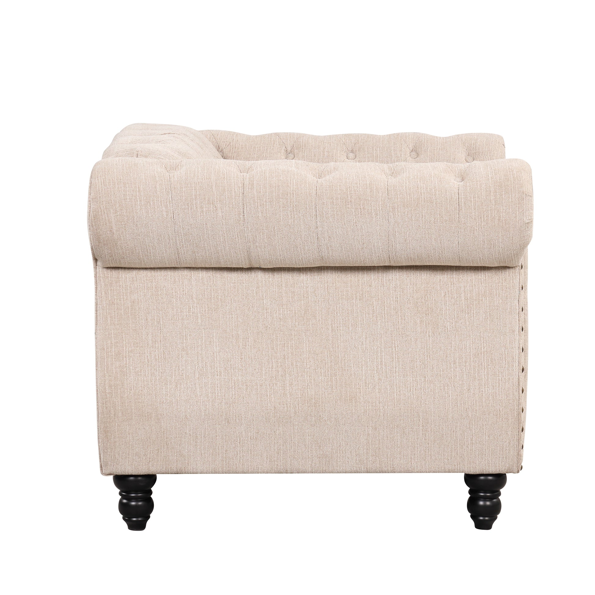 39" Modern Sofa Dutch Plush Upholstered Sofa, Solid Wood Legs, Buttoned Tufted Backrest, Beige Beige Foam Polyester