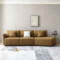 120'' Teddy Fabric Sofa, Modern Modular Sectional Couch, Button Tufted Seat Cushion For Living Room, Apartment & Office. Dark Yellow Dark Yellow Foam Fabric